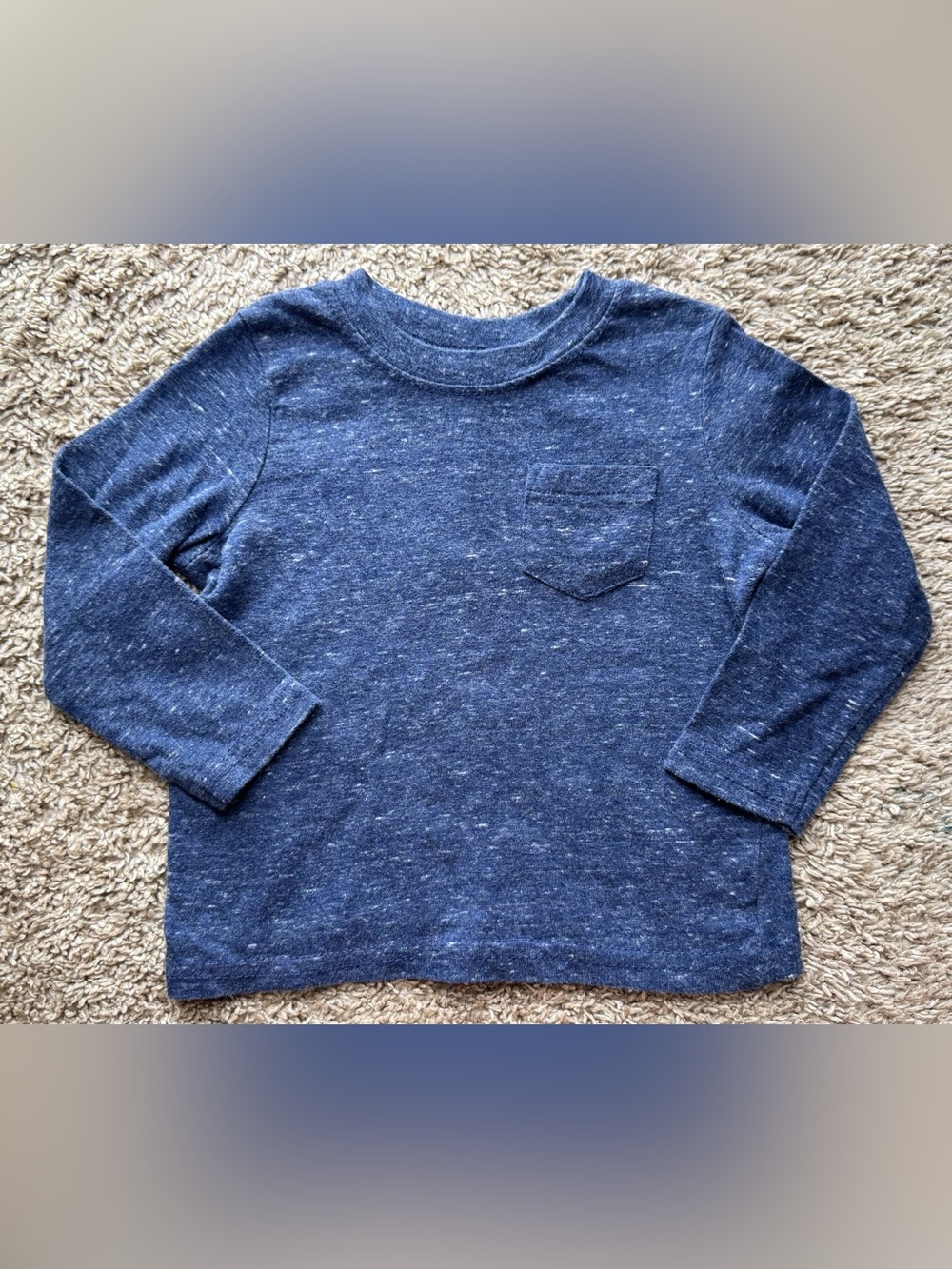 Okie Dokie Baby Boys Heathered Blue Long Sleeve Pocket Tee 12M
